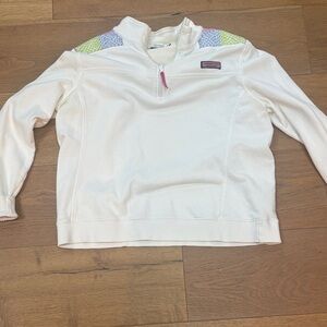 Vineyard Vines Cream Quarter-Zip with Colorful Accents